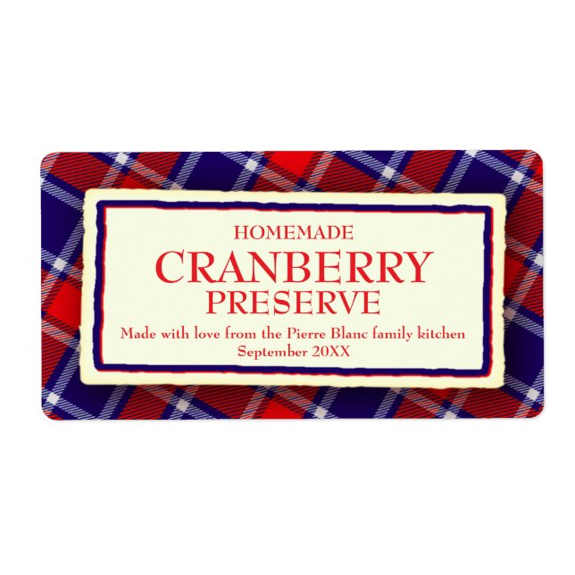 Tartan confiture étiquette de confiture ajouter vo (Devant)