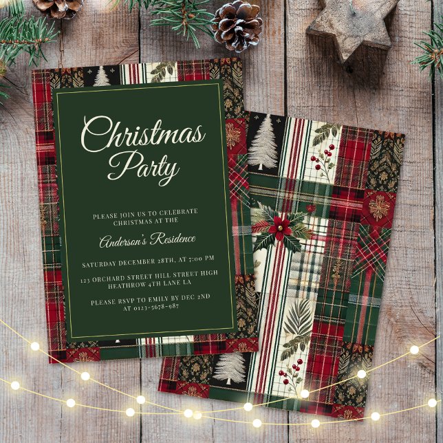 Tartan de Noël moderne Plaid Invitation (Créateur téléchargé)