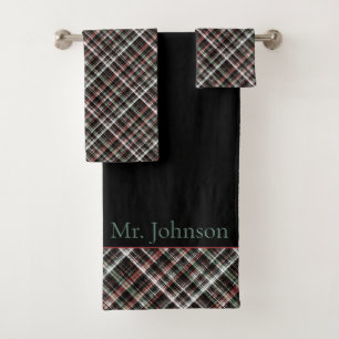 Tartan de Noël texturé.  Ensemble de serviettes 