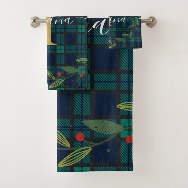 Tartan en couronne de monogramme rustique plaqué (En situation)