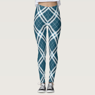 Tartan en Leggings bleu et blanc
