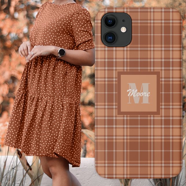 Tartan - étui téléphonique Brown et en terre cuite (Tartan - Brown and Terracotta Phone Case by Leapfroglisics Shop)