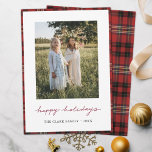 Tartan Frontière / Retour Joyeux Carte photo de va<br><div class="desc">Envoyez des salutations de vacances avec amour et un simple et festif flair. Ce modèle de carte de vacances photo personnalisée est un instantané à personnaliser. A l'avant, nous avons donné à ce design minimaliste une touche chaleureuse avec un accueil "happy holiday" basé sur notre propre écriture dans une élégante...</div>