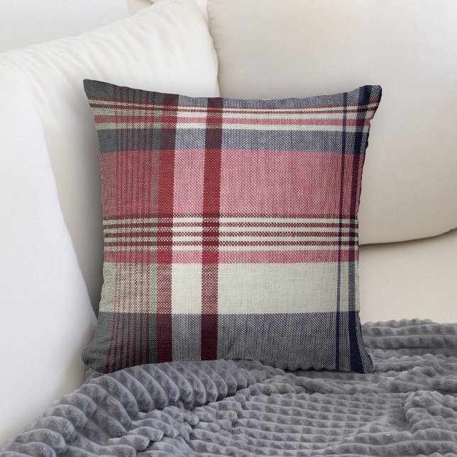 Tartan gris rouge Coussin (Créateur téléchargé)