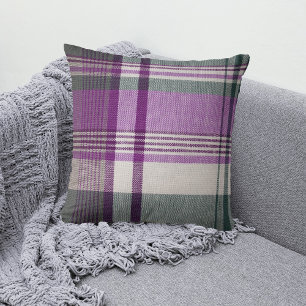 Tartan gris violet Plaid Coussin