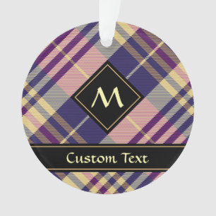 Tartan mauve, or et bleu