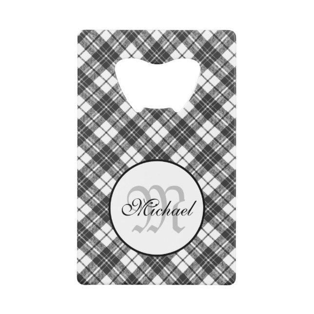Tartan motif Noël noir blanc Monogramme (Devant)
