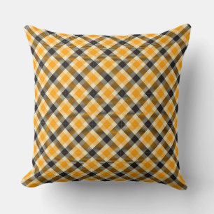 Tartan orange et noir Plaid 2 Coussin Carré