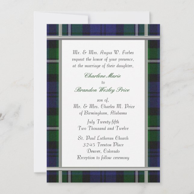 Tartan Plaid Faire-part de mariage (Devant)