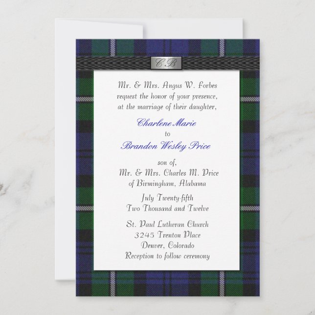 Tartan Plaid Faire-part de mariage (Devant)