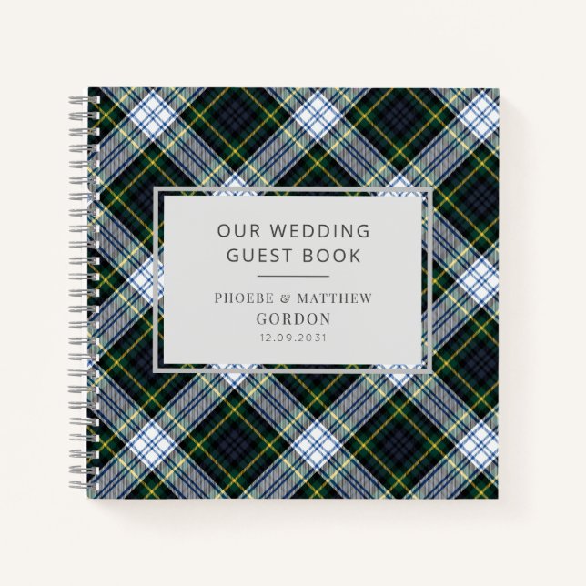 Tartan Plaid Green Rustic Check Mariage livre d'hô (Devant)