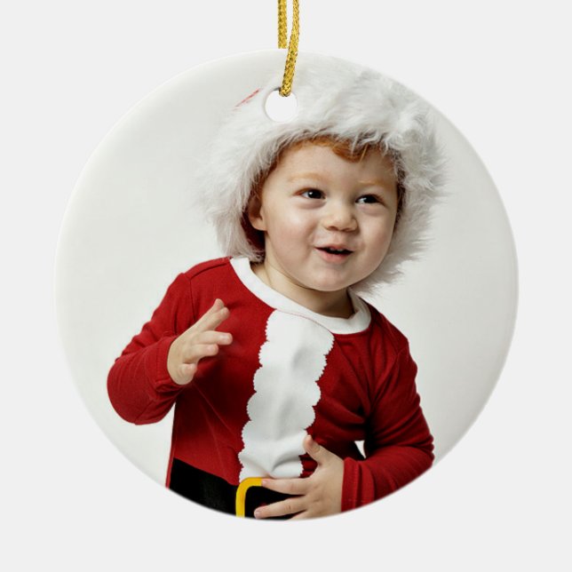 Tartan Plaid Photo Ornement de Noël avec année (Devant)