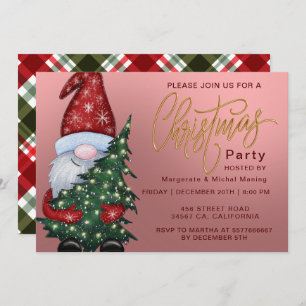 Tartan Plaid Red Christmas Party Invitation