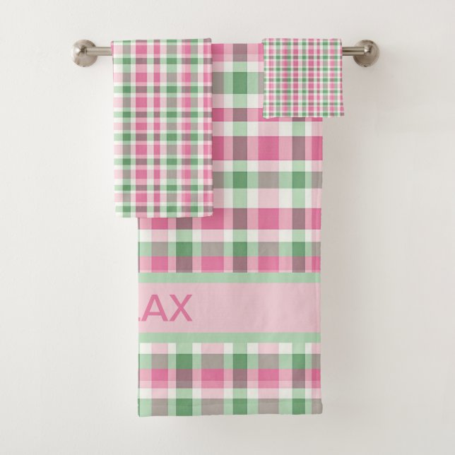 Tartan Plaid Rose Et Vert À damiers Motif (En situation)