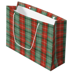 Tartan rouge et vert motif moyen sac cadeau