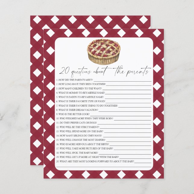 Tarte aquarelle - 20 questions sur les Parents (Devant / Derrière)