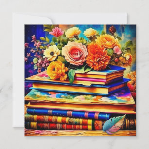 Tas de livres anciens et fleurs