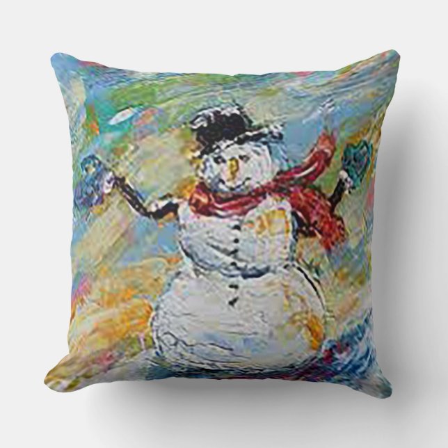 Tas de neige 50 cm x 50 cm Coussin de Noël bonhomm (Recto)