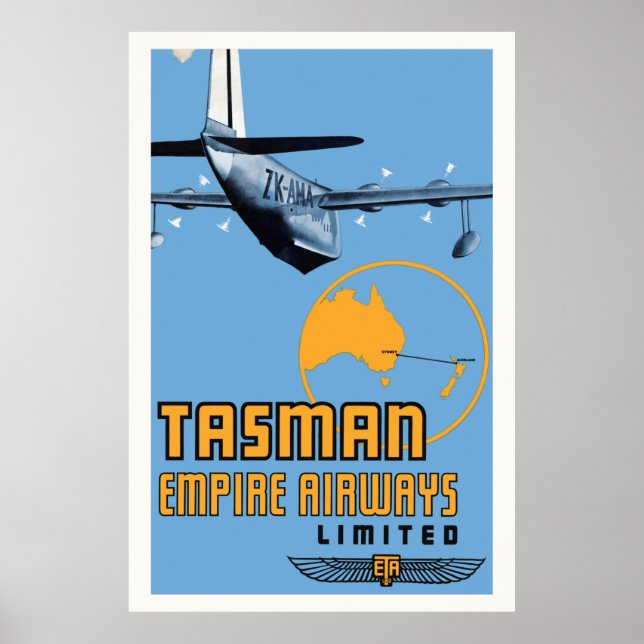 Tasman Empire S30 Airways Vintage Poster 1930s (Devant)