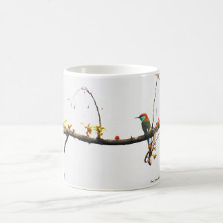 Tasse 11 0z. Conception throated bleue d'oiseau de