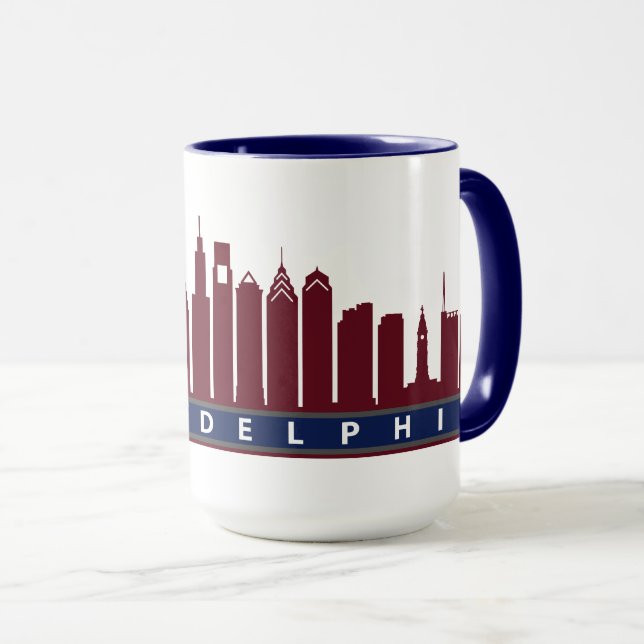 Tasse 2019 d'horizon de Philly dans le rouge foncé (Devant droit)