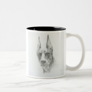 TASSE 2 COULEURS ドーベルマン デッサン マグカップA
