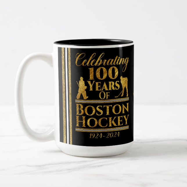 Tasse 2 Couleurs 100 Ans De Hockey À Boston (Gauche)