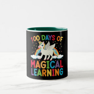 Tasse 2 Couleurs 100 jours d'école licorne magique pour filles 