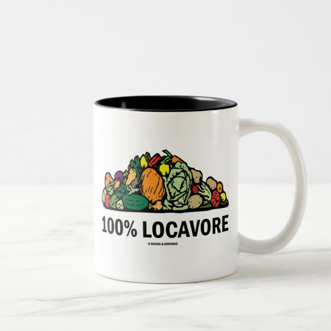 Tasse 2 Couleurs 100% Locavore (Pile De Légumes) (Droit)