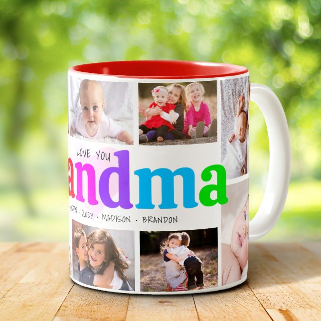Tasse 2 Couleurs 10 Photo Collage Aimez-vous Grand-mère Multicolor  (Créateur téléchargé)