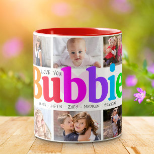 Tasse 2 Couleurs 10 Photo Collage Love You Bubbie Multicolored Bold
