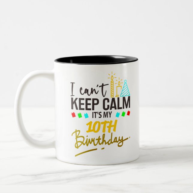 Tasse 2 Couleurs 10e anniversaire fille et garçon (Gauche)