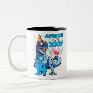 Tasse 2 Couleurs 14e anniversaire Dinosaur 14 ans Garçon enfants