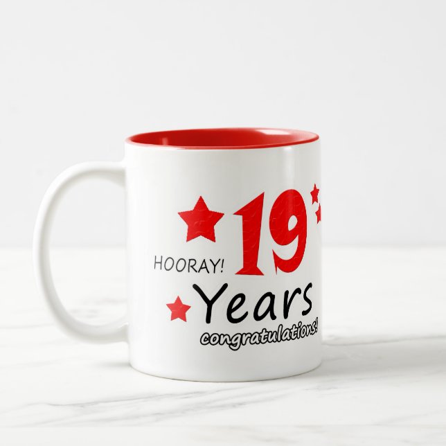 Tasse 2 Couleurs 19e anniversaire, 19 ans Mariage (Gauche)