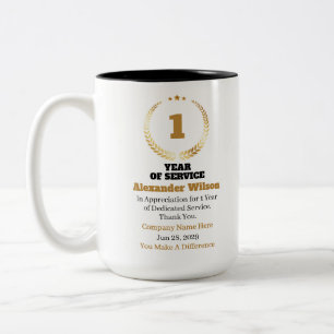 Tasse 2 Couleurs 1 an de service Cadeau d'appréciation d'employé pe