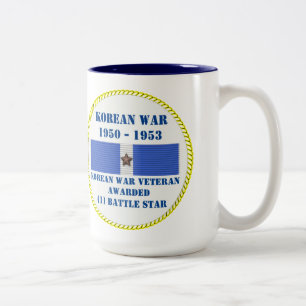 TASSE 2 COULEURS 1 ÉTOILES DE BATAILLE VÉTÉRAN DE GUERRE CORÉENNE