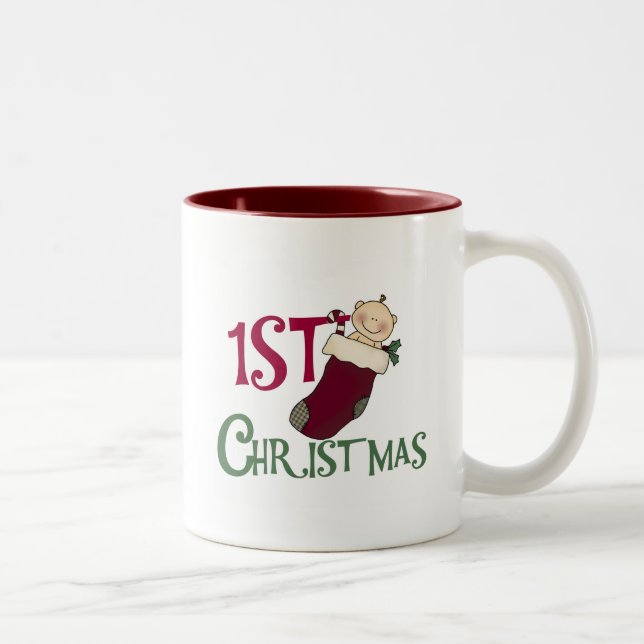 Tasse 2 Couleurs 1er Noël-bébé en stock (Droit)
