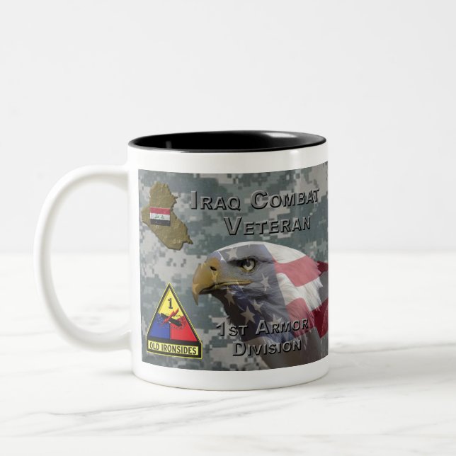 Tasse 2 Couleurs 1re Division blindée Irak Vétéran de combat (Gauche)