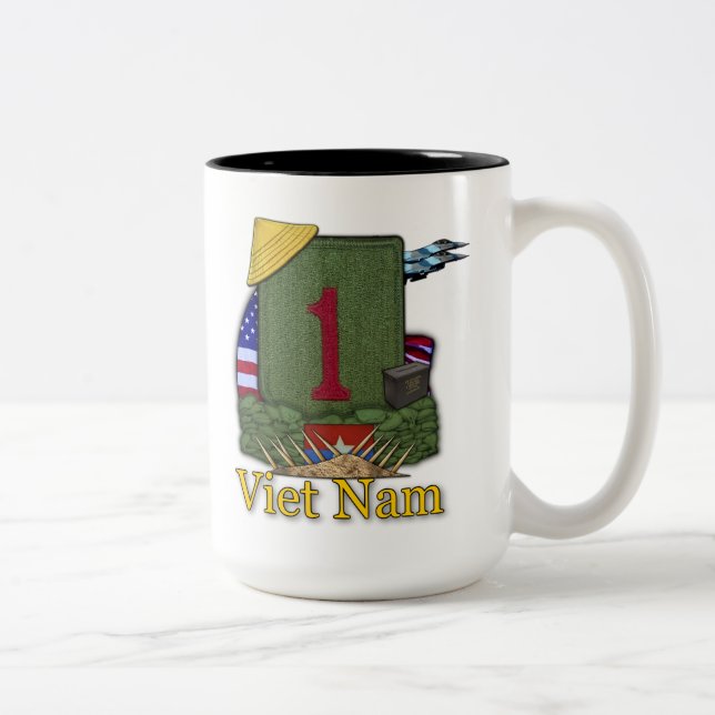 Tasse 2 Couleurs 1re division d'infanterie timbre des anciens comba (Droit)