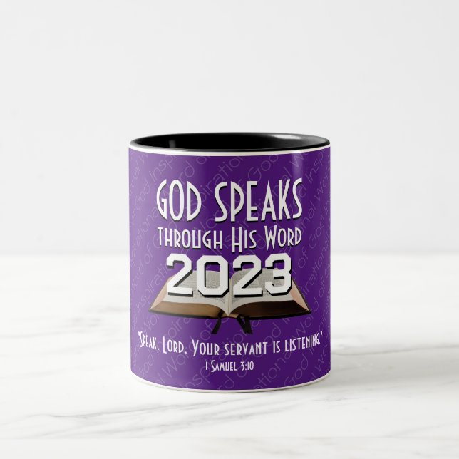 Tasse 2 Couleurs 2023 N'IMPORTE QUELLE ANNÉE Purple Parole de Dieu  (Centre)