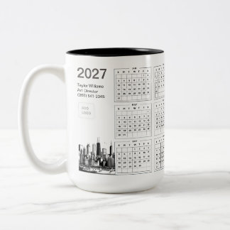 Tasse 2 Couleurs 2027 Chicago Skyline Logo Entreprise Minimaliste