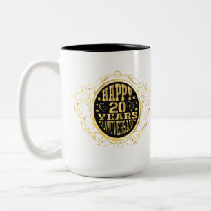 Tasse 2 Couleurs 20e anniversaire ajouter la date du nom