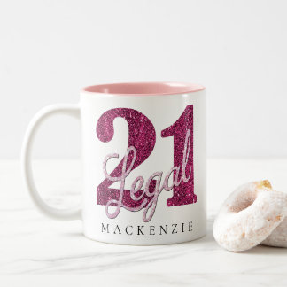 Tasse 2 Couleurs 21 et juridique | Fun Pink Faux Parties scintillan