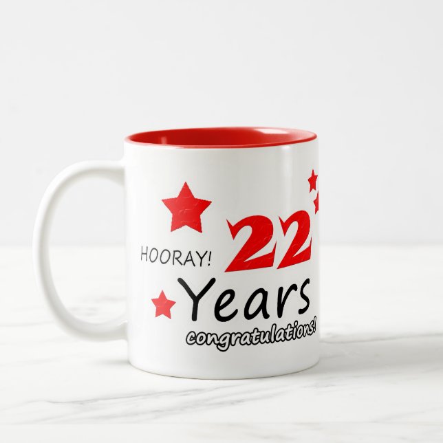 Tasse 2 Couleurs 22e anniversaire, 22 ans Mariage (Gauche)