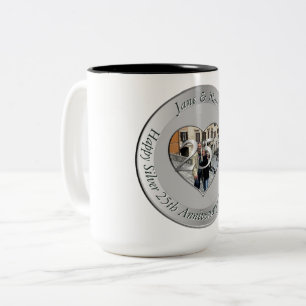 Tasse 2 Couleurs 25e anniversaire de mariage + Photo