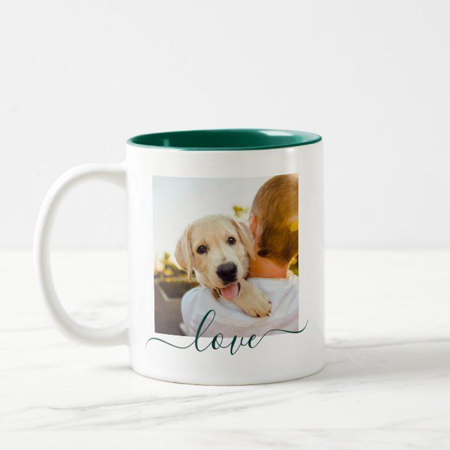 Tasse 2 Couleurs 2 Modèle photo double face aimer Texte Pine (Gauche)