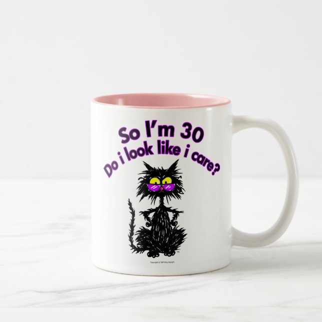 Tasse 2 Couleurs 30ème Cadeaux de chat d'anniversaire (Droit)