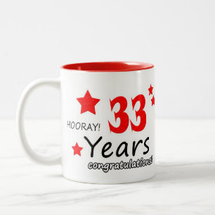 Tasse 2 Couleurs 33e anniversaire, 33 ans anniversaire de Mariage
