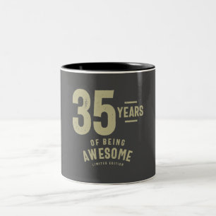 Tasse 2 Couleurs 35 ans d'être génial 35e anniversaire