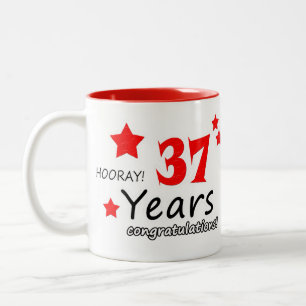 Tasse 2 Couleurs 37e anniversaire, 37 ans Mariage